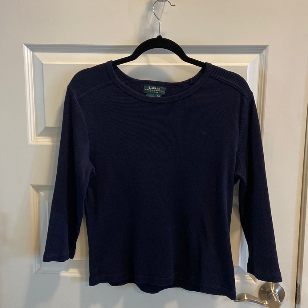 Dark blue knit long sleeve by Lauren Ralph Lauren.